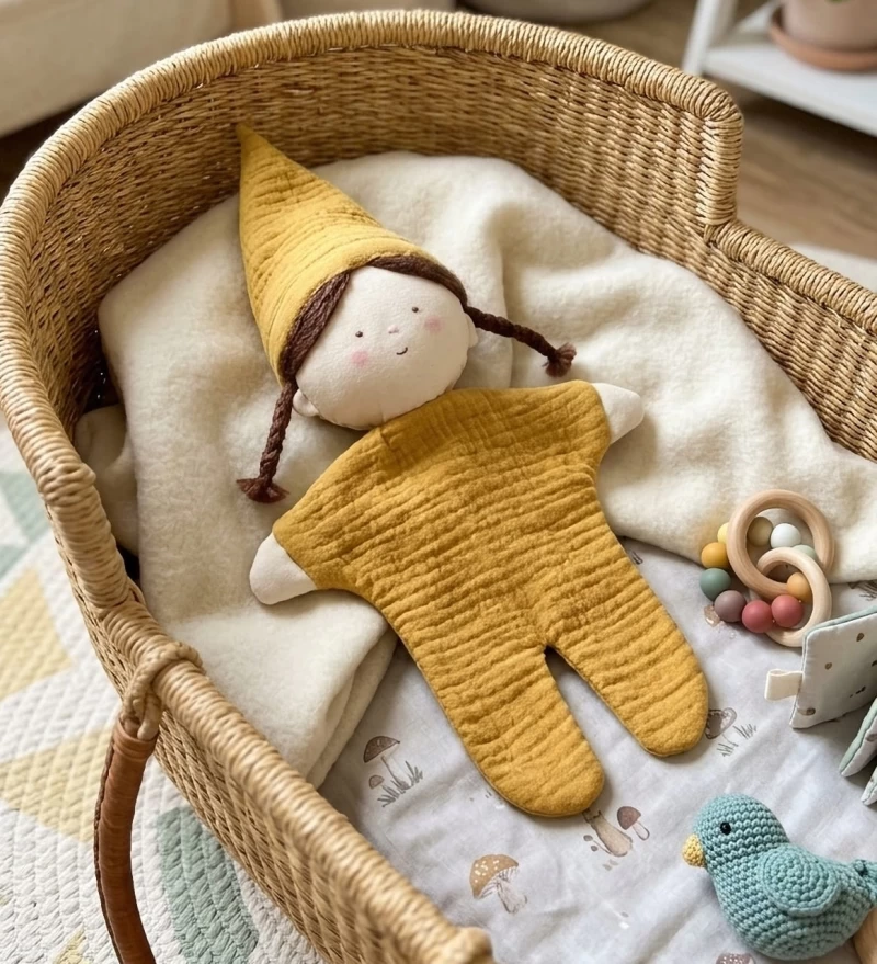 Lucy - Muñeco de apego artesanal de algodón (27 cm) - Bebés 0+ meses - Foto 1